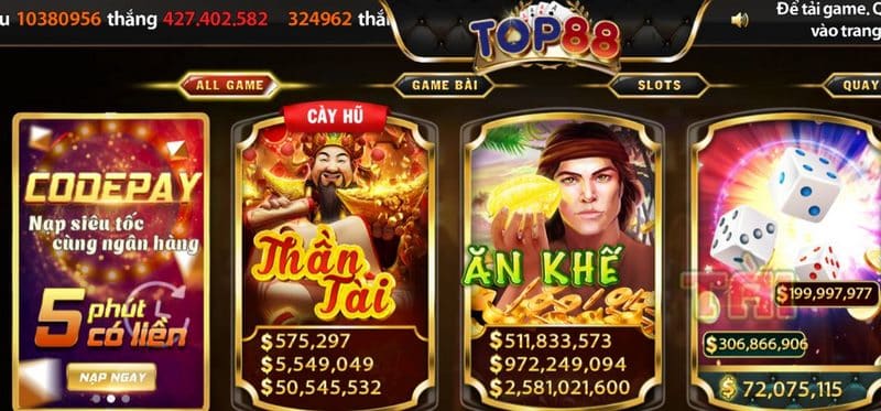 Đa dạng trò chơi cá cược tại cổng game Top88