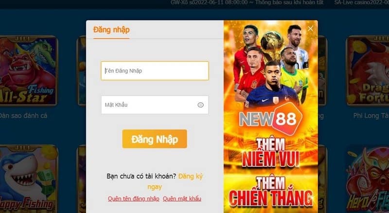 Giao diện hoàn hảo của nhà cái New88