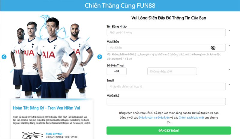 Đăng ký Fun88 để tham gia cá cược trực tuyến